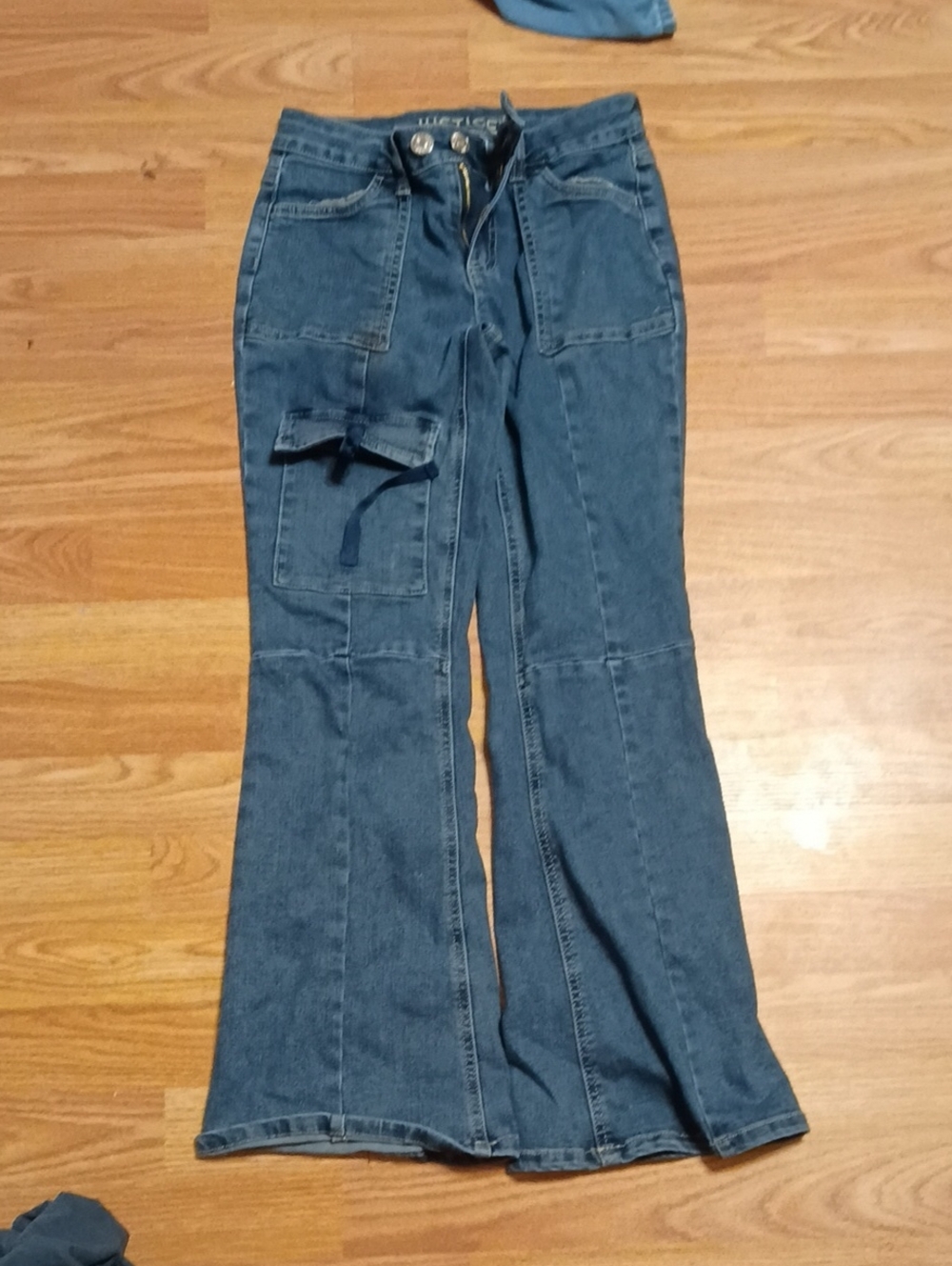 Justice Indigo Flared Cargo Jeans with Utility Pocket